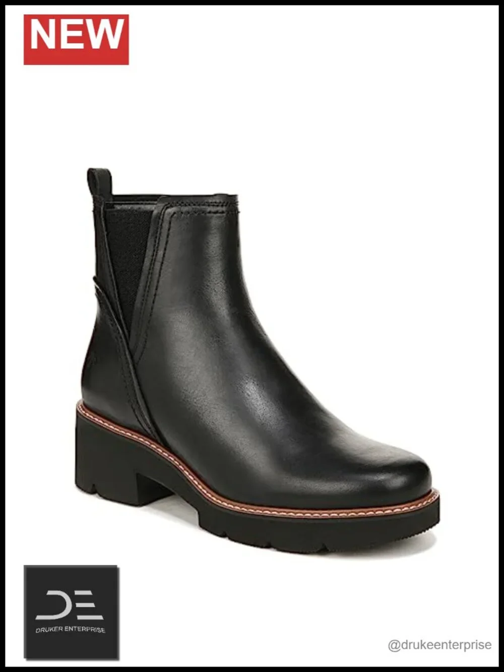 Naturalizer Ankle Boots Water-Repellent Leather Lug Sole Chelsea Booties